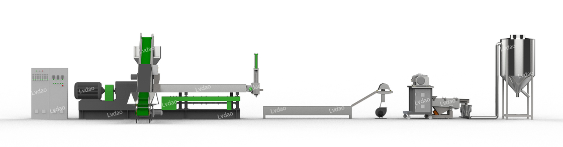 ABS parrallel twin screw extruder pelletizing line 400-500kg/h output 40:1 long dia ratio.