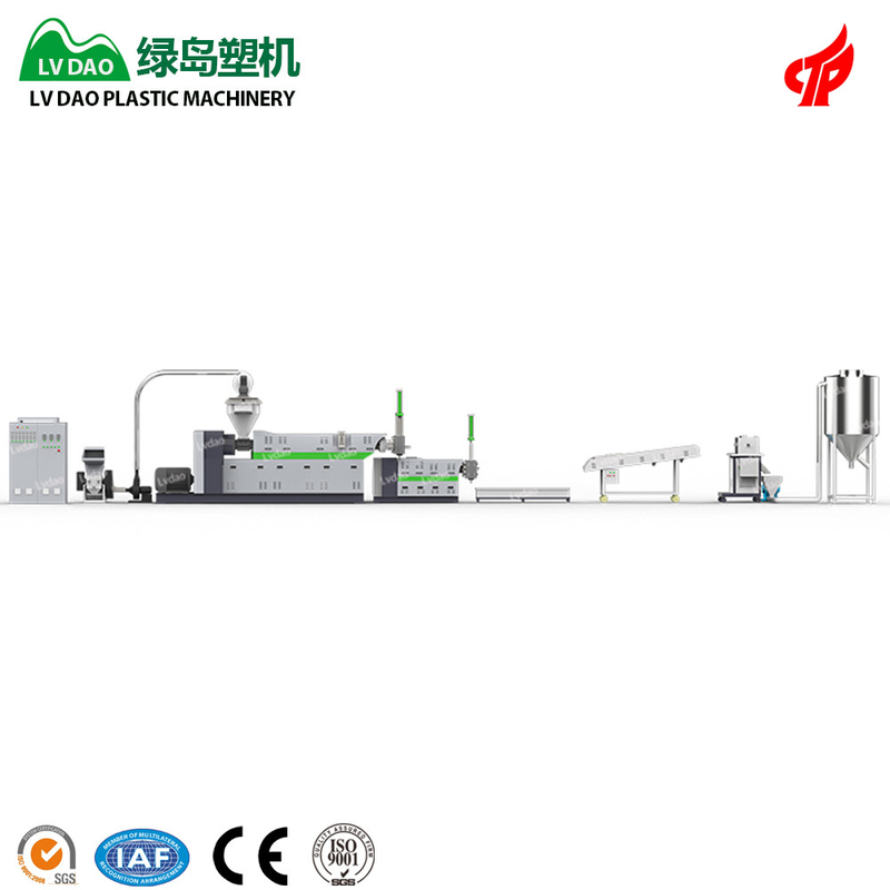 PP PE Film Plastic Recycling Equipment With Two Stages 130mm-120mm Screw Diameter